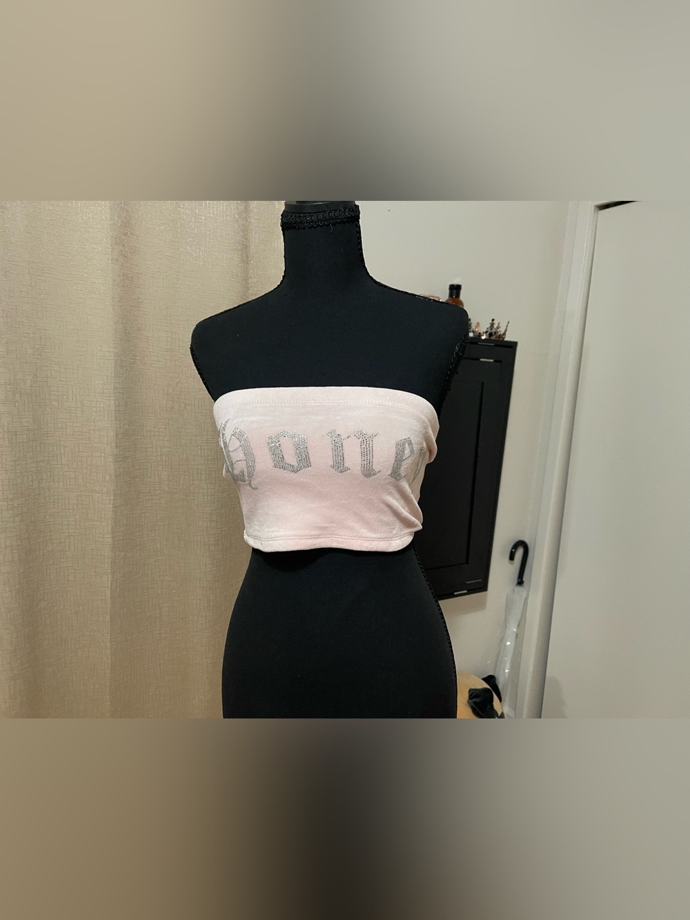 Light Pink Rhinestone Bandeau Tube Top